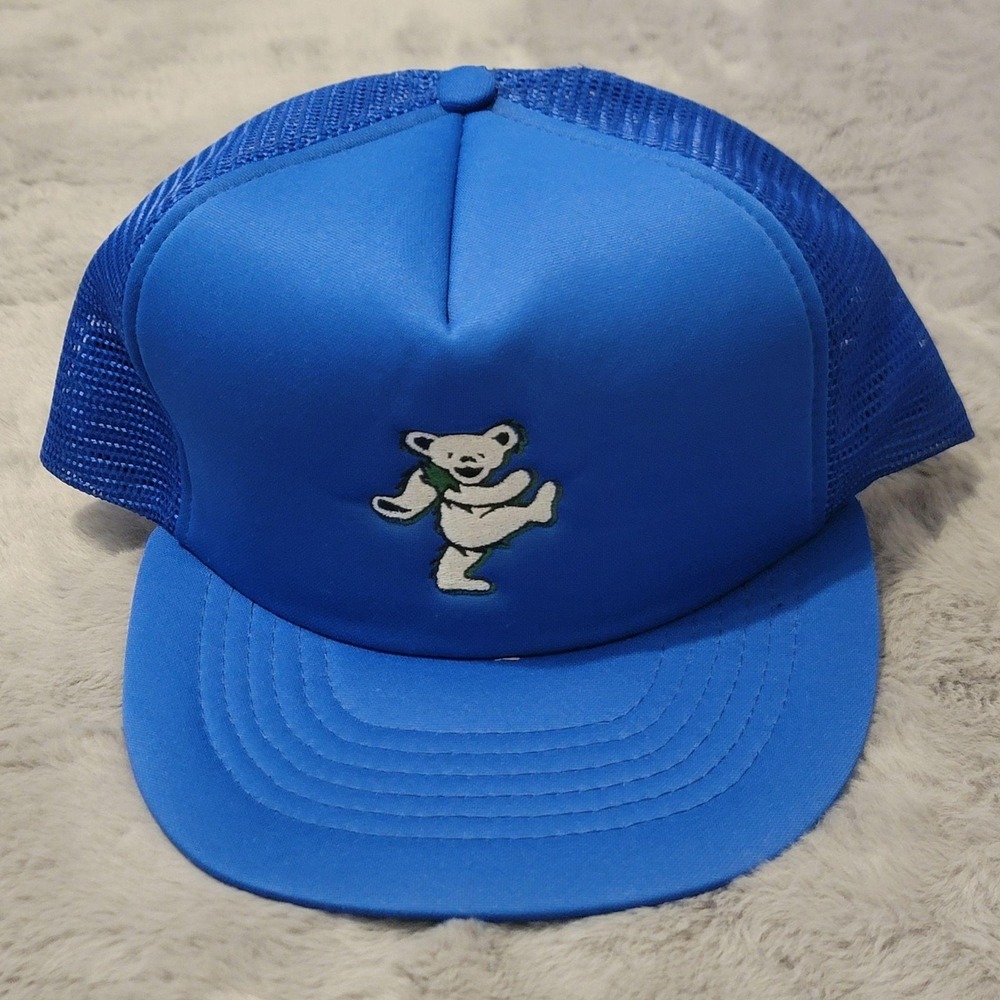 Vintage Grateful Dead Dancing Bear Hat Cap Mens Small Medium Blue Trucker 90s